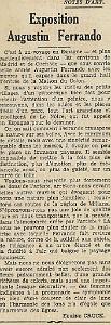 AUGUSTIN FERRANDO 1880-1957 (8)L'Echo d(Oran 27 novembre 1941